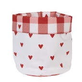Cos bumbac alb rosu Inimioare Ø 15x16 cm