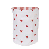 Cos bumbac alb rosu Inimioare Ø 15x16 cm