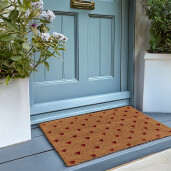 Covoras intrare casa fibre cocos maro rosu Inimioare 60x40x2 cm