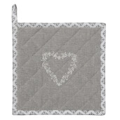 Set 2 servete termice bumbac alb gri Inimioara 20x20 cm