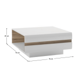 Masuta de cafea pal mdf alb lucios stejar sonoma Lynatet 75x75x39 cm
