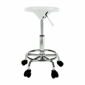 Taburet cu inaltime reglabila plastic alb crom Mabel 35x35x43-55 cm