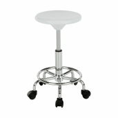 Taburet cu inaltime reglabila plastic alb crom Mabel 35x35x43-55 cm
