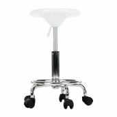 Taburet cu inaltime reglabila plastic alb crom Mabel 35x35x43-55 cm