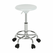 Taburet cu inaltime reglabila plastic alb crom Mabel 35x35x43-55 cm