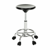 Taburet cu inaltime reglabila plastic negru crom Mabel 35x35x43-55 cm