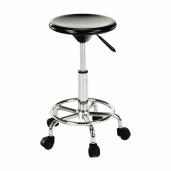 Taburet cu inaltime reglabila plastic negru crom Mabel 35x35x43-55 cm