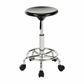 Taburet cu inaltime reglabila plastic negru crom Mabel 35x35x43-55 cm