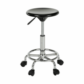 Taburet cu inaltime reglabila plastic negru crom Mabel 35x35x43-55 cm