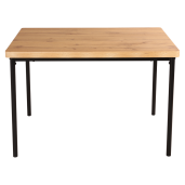 Set masa, 4 scaune mdf stejar metal negru textil gri Madio 110x70x75,5 cm, 40x48,5x78 cm