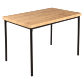 Set masa, 4 scaune mdf stejar metal negru textil gri Madio 110x70x75,5 cm, 40x48,5x78 cm