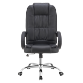 Scaun birou piele ecologica neagra crom Madox 65x73x112-122 cm