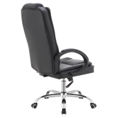 Scaun birou piele ecologica neagra crom Madox 65x73x112-122 cm