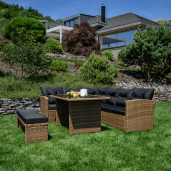 Set mobilier gradina ratan sintetic maro negru Madul 229x174/65x85 cm 