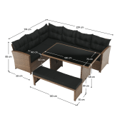 Set mobilier gradina ratan sintetic maro negru Madul 229x174/65x85 cm 
