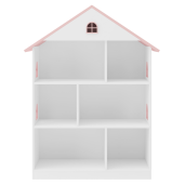 Biblioteca camera copii mdf alb roz Casuta 83x30x106,5 cm