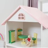 Biblioteca camera copii mdf alb roz Casuta 42x35x140 cm