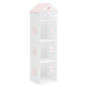 Biblioteca camera copii mdf alb roz Casuta 42x35x140 cm