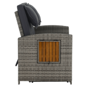 Canapea gradina multifunctionala ratan sintetic textil lemn Malory 115/173x69x92 cm,  99x55,5x33 cm