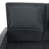 Canapea gradina multifunctionala ratan sintetic textil lemn Malory 115/173x69x92 cm,  99x55,5x33 cm