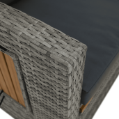 Canapea gradina multifunctionala ratan sintetic textil lemn Malory 115/173x69x92 cm,  99x55,5x33 cm