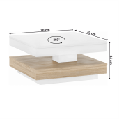 Masuta de cafea HDF alb stejar sonoma Mandy 70x70x34 cm 