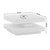 Masuta de cafea HDF alb Mandy 70x70x34 cm