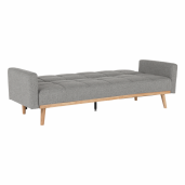 Canapea extensibila cu tapiterie textil gri si picioare lemn natur Mavera 214x84x84 cm