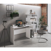 Birou PC cu raft din mdf alb Maxim 158x40x134 cm