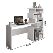 Birou PC cu raft din mdf alb Maxim 158x40x134 cm