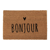 Covoras intrare casa fibre cocos maro negru Bonjour 60x40x2 cm