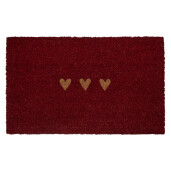 Covoras intrare casa fibre cocos rosii natur Inimioare 75x45x1 cm