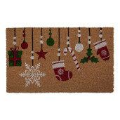 Covoras Craciun intrare casa fibre cocos multicolor 75x45x1 cm