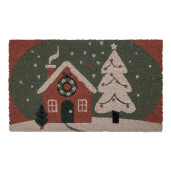 Covoras Craciun intrare casa fibre cocos 75x45x1 cm