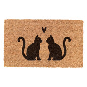 Covoras intrare casa PVC fibre cocos maro negru Pisicute 75x45x1 cm