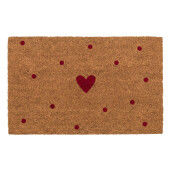 Covoras intrare casa PVC fibre cocos maro rosu Inimioara 75x45x1 cm