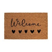 Covoras intrare casa PVC fibre cocos maro negru Welcome 75x45x1 cm