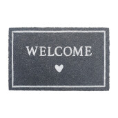 Covoras intrare casa PVC fibre cocos gri alb Welcome 75x45x1 cm
