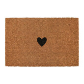 Covoras intrare casa PVC fibre cocos negru maro Inimioara 75x45x1 cm