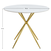 Masa rotunda marmura metal auriu Mekner 90x75 cm