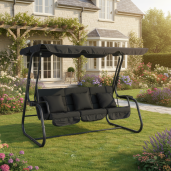 Leagan gradina 3 locuri gri Mija 219x130x168 cm