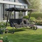 Leagan gradina 3 locuri gri Mija 219x130x168 cm