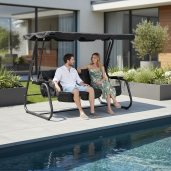 Leagan gradina 3 locuri gri Mija 219x130x168 cm