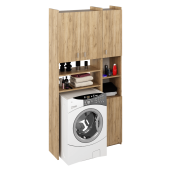 Dulap deasupra maşinii de spalat cu raft, stejar artisan, Mirali 96x32x190 cm