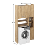 Dulap deasupra maşinii de spalat cu raft, stejar artisan, Mirali 96x32x190 cm