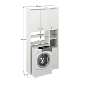 Dulap deasupra maşinii de spalat cu raft, DTD laminat alb, Mirali 96x32x190 cm