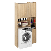 Dulap deasupra maşinii de spalat cu raft, DTD laminat stejar sonoma, Mirali 96x32x190 cm