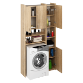 Dulap deasupra maşinii de spalat cu raft, DTD laminat stejar sonoma, Mirali 96x32x190 cm