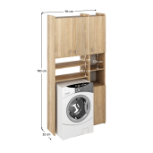 Dulap deasupra maşinii de spalat cu raft, DTD laminat stejar sonoma, Mirali 96x32x190 cm