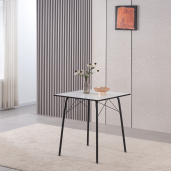 Masa dining MDF alb metal negru Nalak 70x70x75 cm
